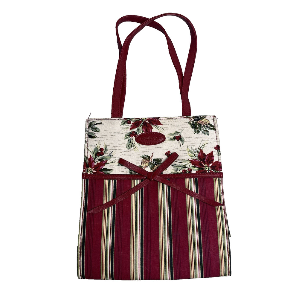 Vintage Longaberger Christmas Tote Holiday Bag Poinsettia Gift 23540 EUC